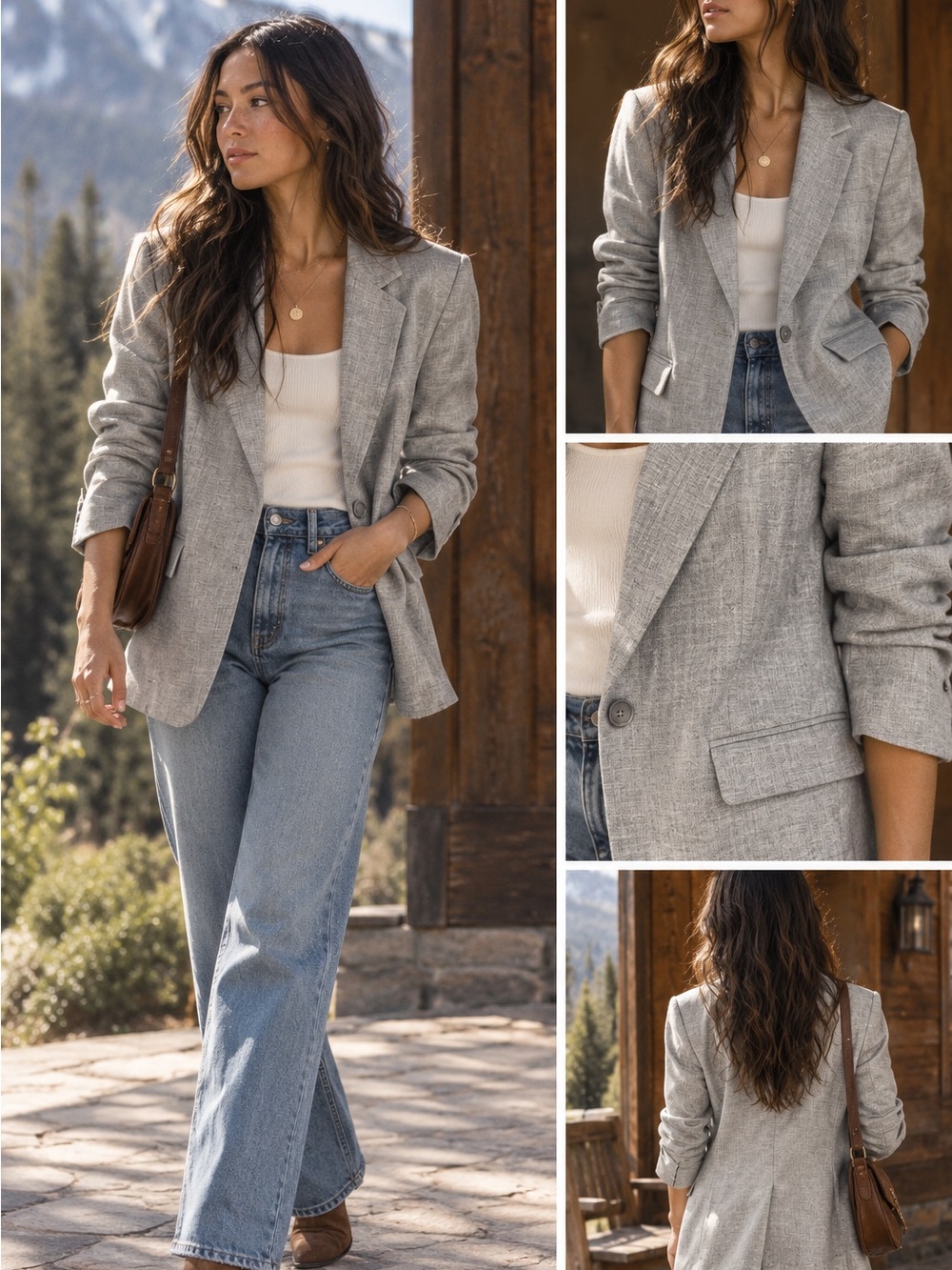 Express Light Gray Tailored Blazer – Size Medium